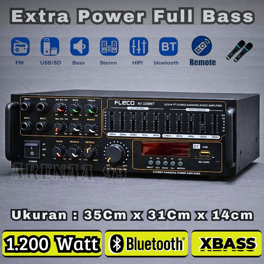 AMPLIFIER BLUETOOTH AUDIO AV-3288BT | AMPLIFIER DAYA 1200 WATT FULL BASS KARAOKE + MP3 PLAYER + RADI