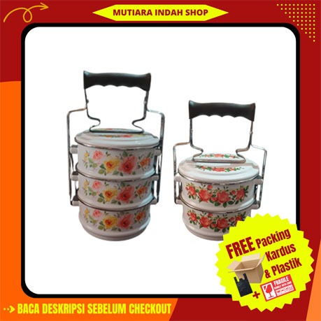Rantang Enamel Susun / Tempat Makan / Rantang Piknik Susun 2, dan Susun 3