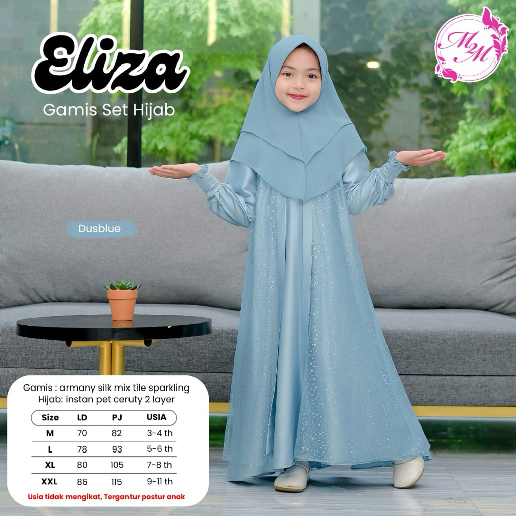 (( SET GAMIS SYARI ANAK )) eliza gamis ((FREE KHIMAR)) Bahan Ceruty Furing mix Layer brokat Lucu By 