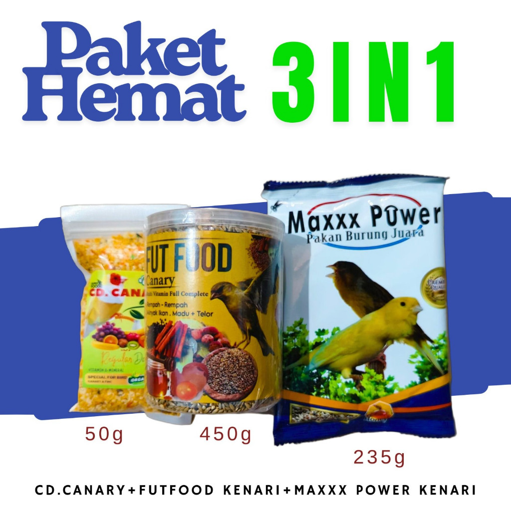 PAKET HEMAT PAKAN KENARI 3IN1 FUT FOOD KENARI MAXXPOWER KENARI CD KENARI BERKUALITAS TINGGI DI JAMIN