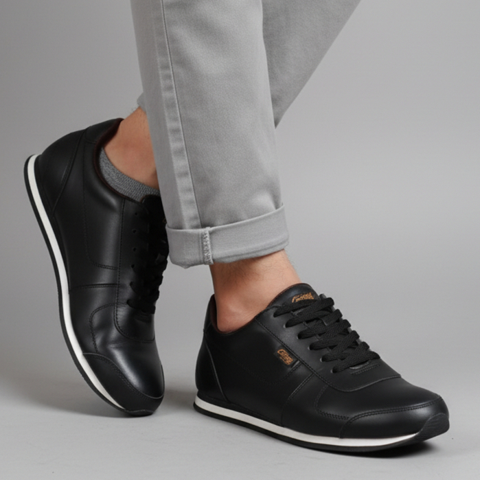 CEVANY Sepatu Sneakers Casual Kulit Asli Pria - Flying Black