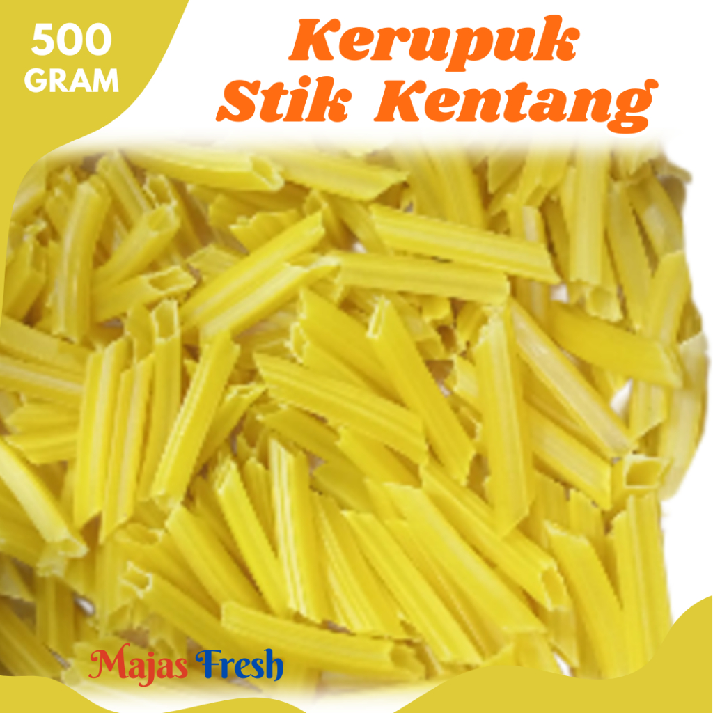 KERUPUK STIK KENTANG PANJANG Kuning Kering - Krupuk Kentang Stik Panjang Kuning Mentah | 500gr [ Har