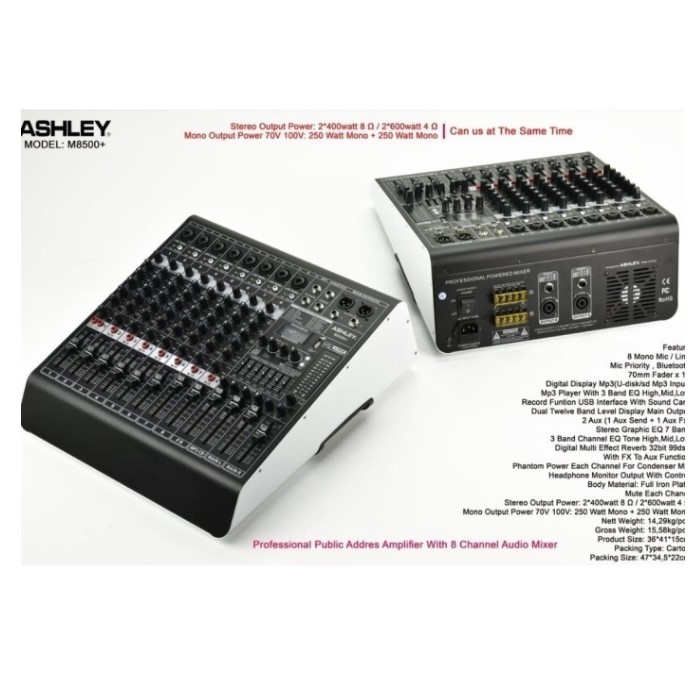 POWER MIXER ASHLEY M-8500+ 8 CHANNEL ORIGINAL