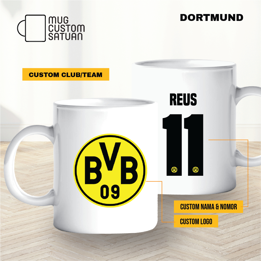 Mug custom sablon satuan / mug kado custom / Bola / Dortmund