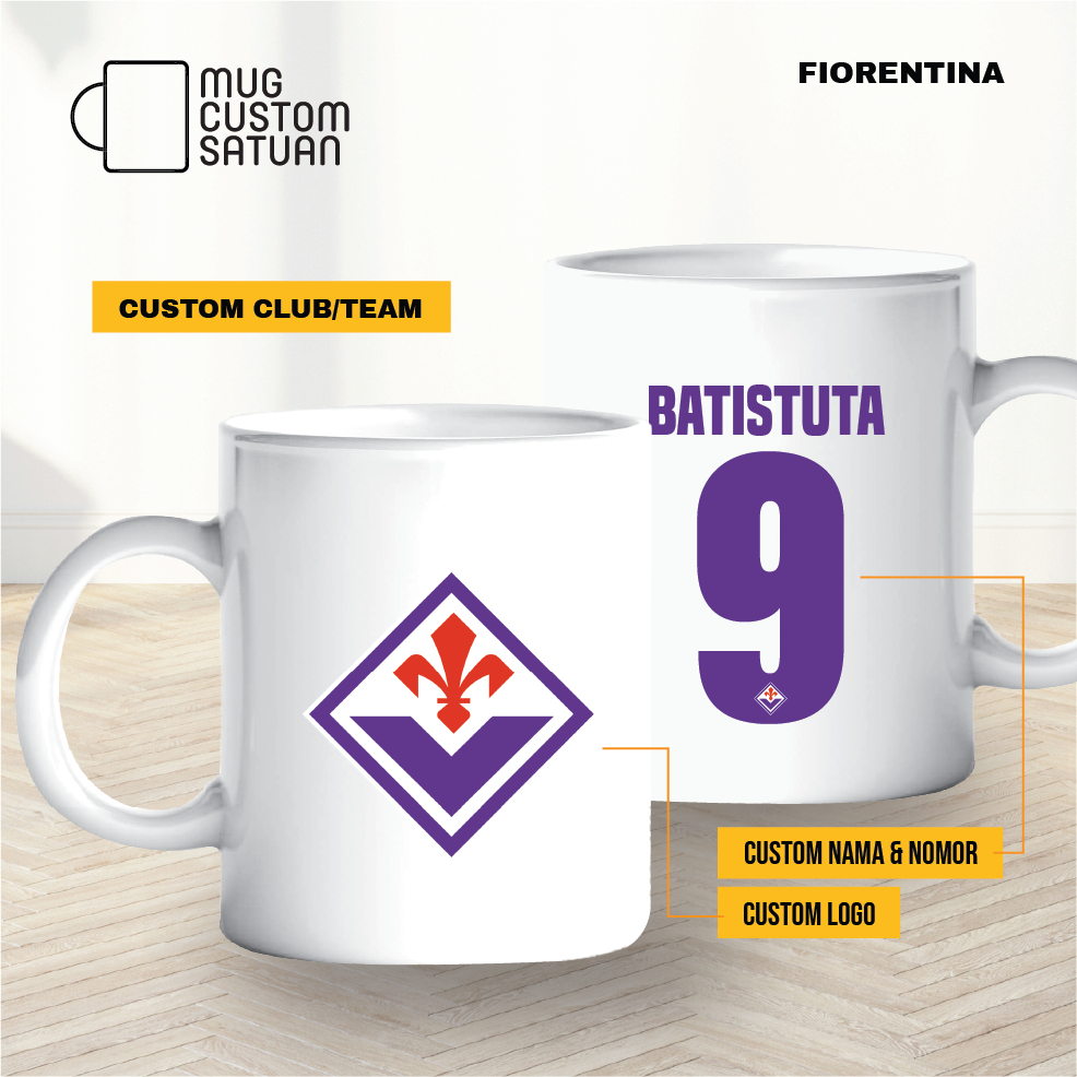 Mug custom sablon satuan / mug kado custom / Bola / Fiorentina
