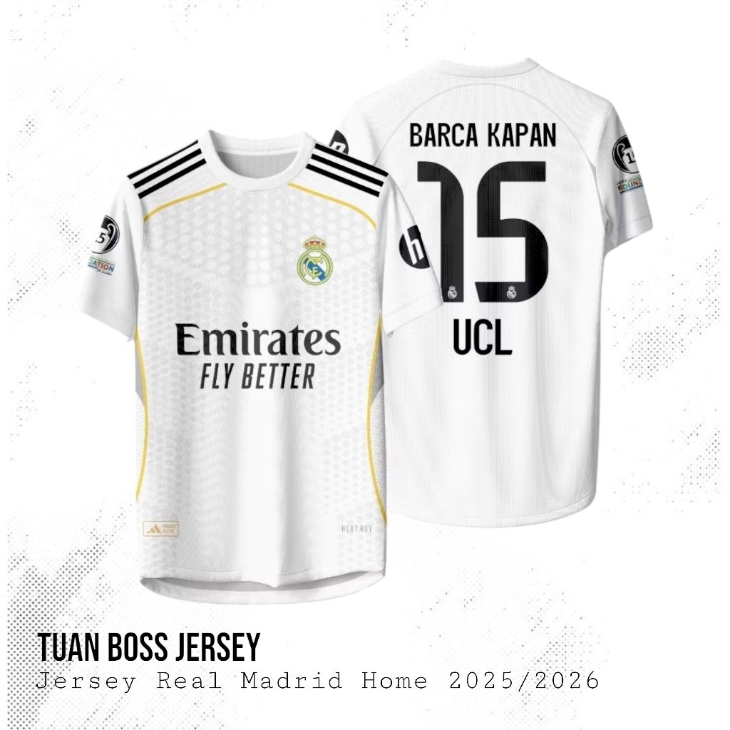 JERSEY MADRID HOME 2025/2026 SPESIAL BARCA KAPAN 15 UCL | DRYFIT | BAHAN ADEM | S-XXL