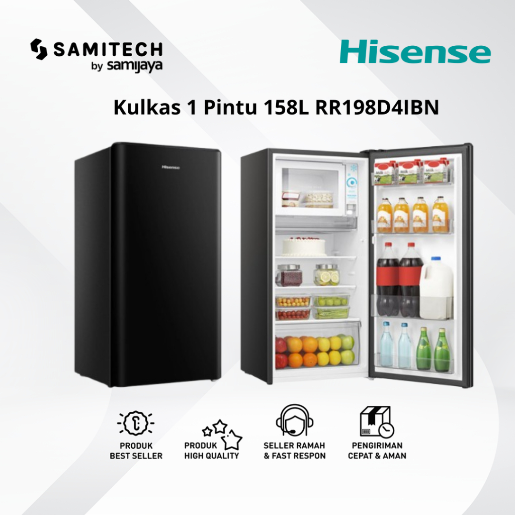 HISENSE KULKAS 1 PINTU RR198D4IBN 157 Liter RR 198 D4IBN  RR 198
