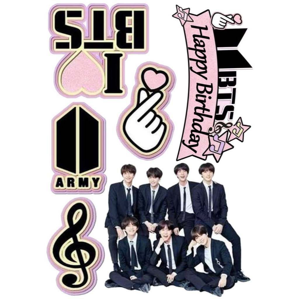 Topper BTS Custom Nama | Hiasan Cake BTS | Topper Kue BTS