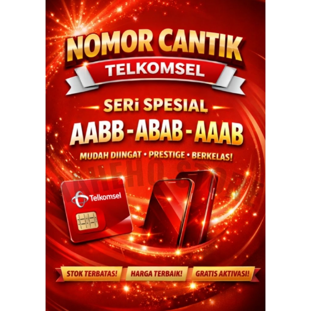 Nomor Cantik Telkomsel ABAB/AABB/AAAB Kartu Telkomsel Bonus Combo Sakti (Kalau ada)