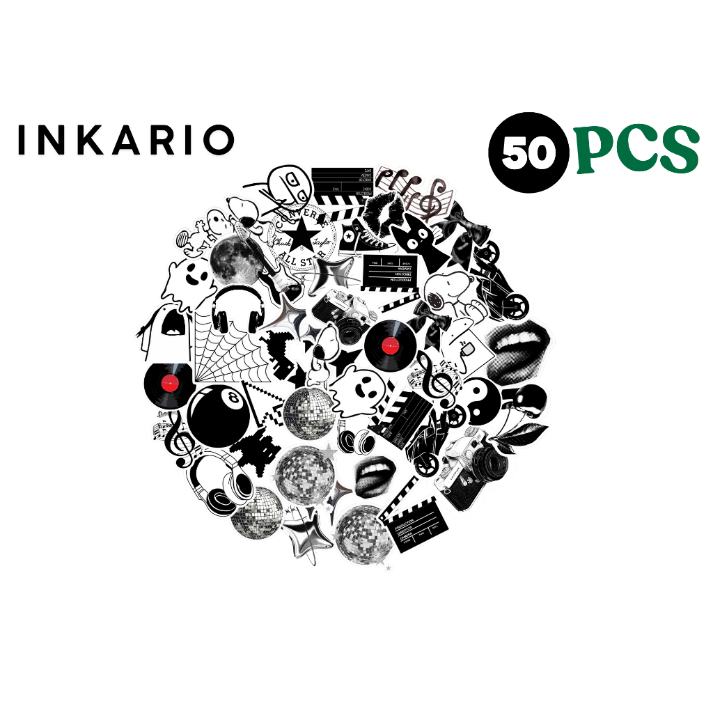 Stiker Laptop Aesthetic Black And White | Paper  Waterproof Stiker Laptop Meja DLL...