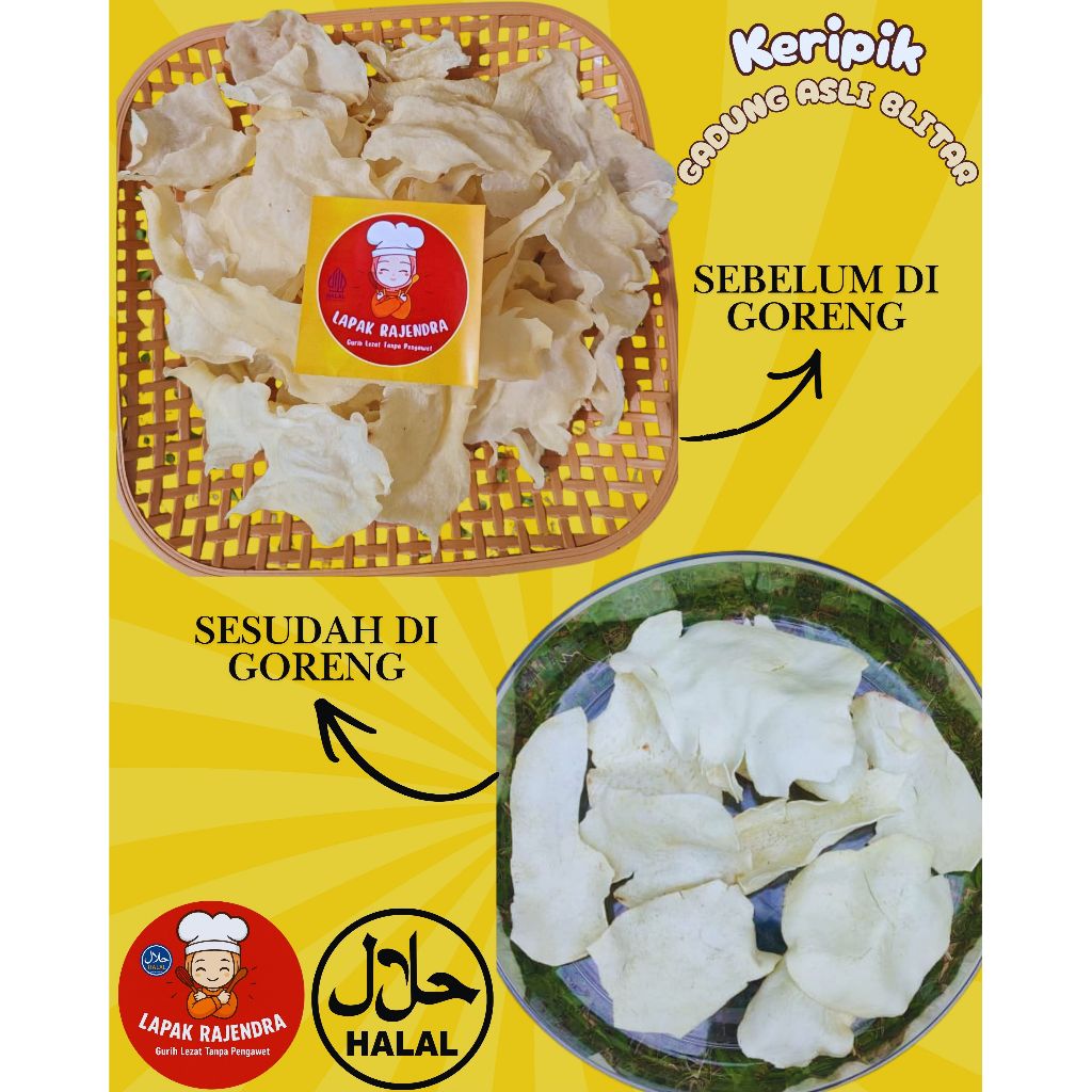 Keripik Gadung Tipis Gurih Mentah 1Kg | Kerupuk Gadung  Tipis | Opak Gadung Gurih Renyah Siap Goreng