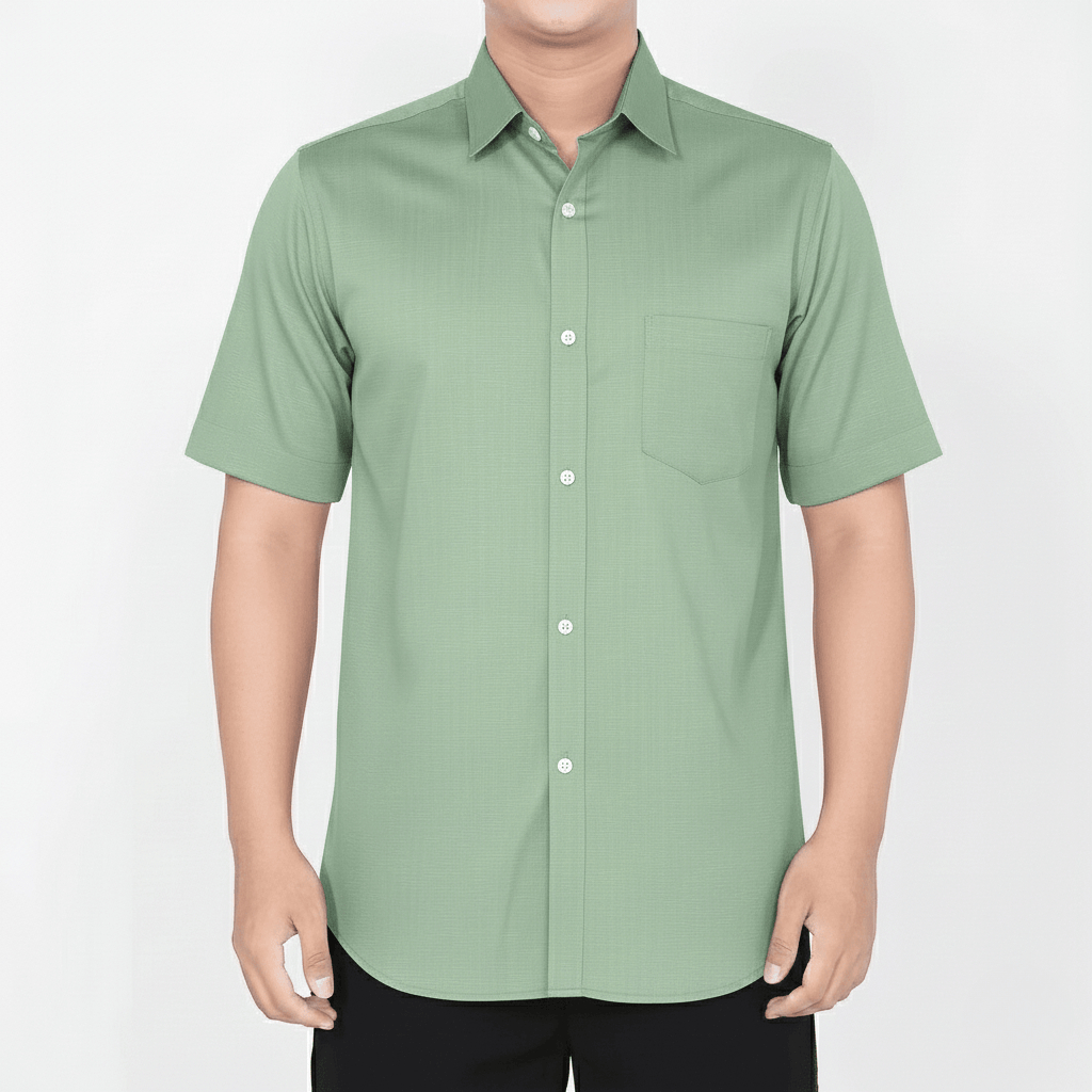 Ten Brothers Kemeja Pria Lengan Pendek Slim Fit Rayon Twill Sage Green