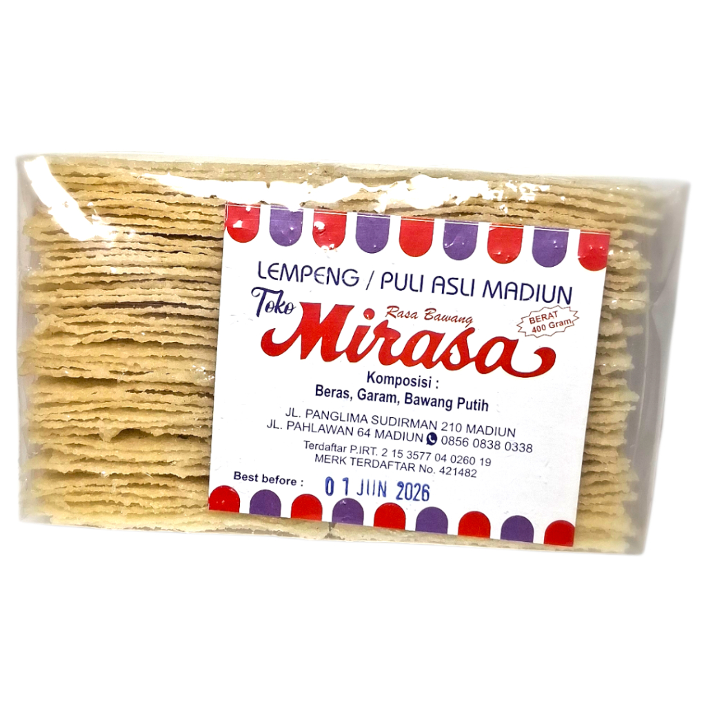 Kerupuk Puli Lempeng Mentah Mirasa Madiun 400grm