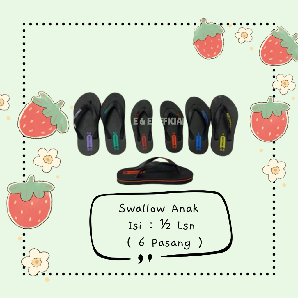 SENDAL JEPIT ANAK / SANDAL SWALLOW  ANAK TANGGUNG / SWALLOW BLACK