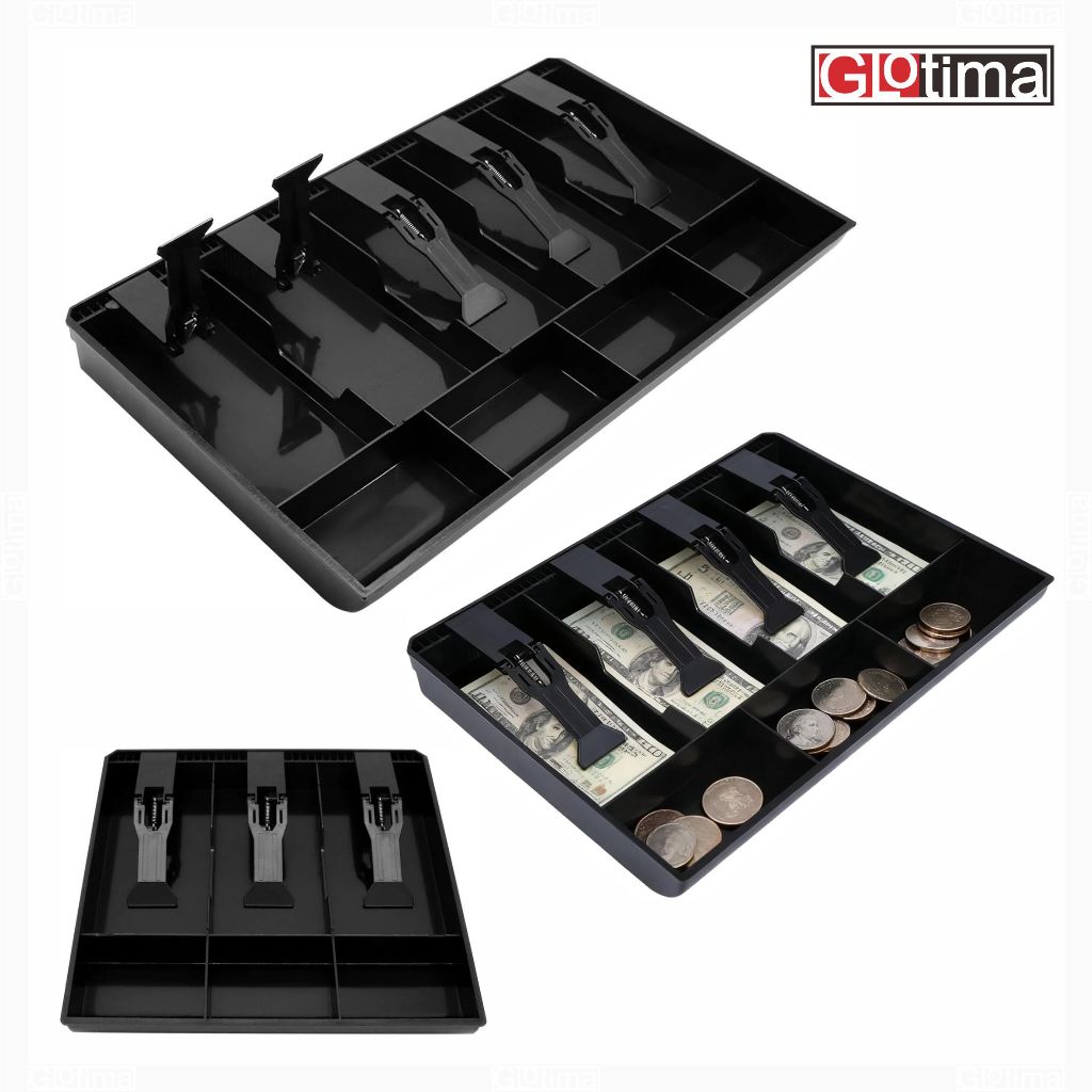 Laci Uang Kasir Kotak Laci Uang Tempat Uang Plastik ABS Coin Cash Register Drawer Tray 3 4 5 Sekat