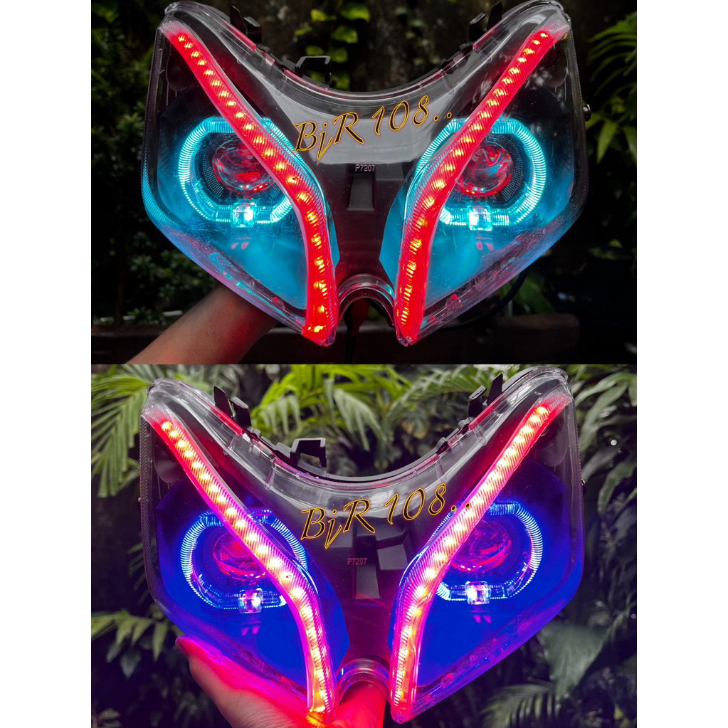 lampu depan vario 110 old/karbu set reflektor custom biled 3,5 inch dua lampu plus alis raning pnp