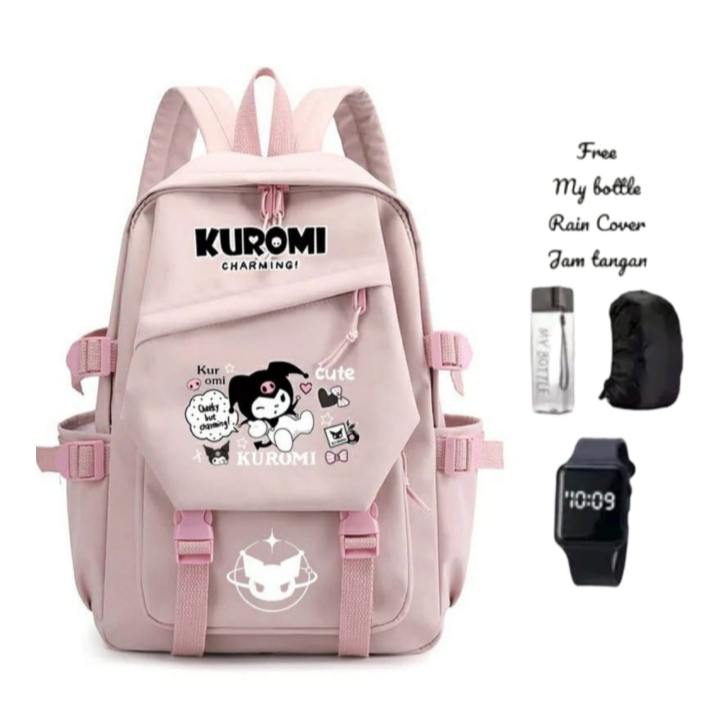 Ransel Anak Perempuan Desain Karakter Lucu dengan Botol Minum Gratis - Tas Sekolah Multifungsi