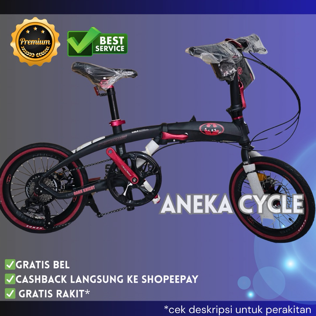 Sepeda Lipat Pacific Batman 16 Inch Frame Alloy Speed 8 Rem Cakram