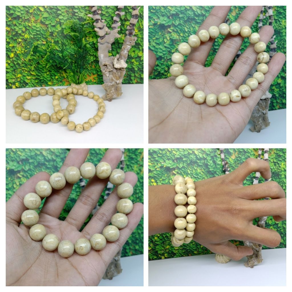 Gelang butiran akar bahar putih asli