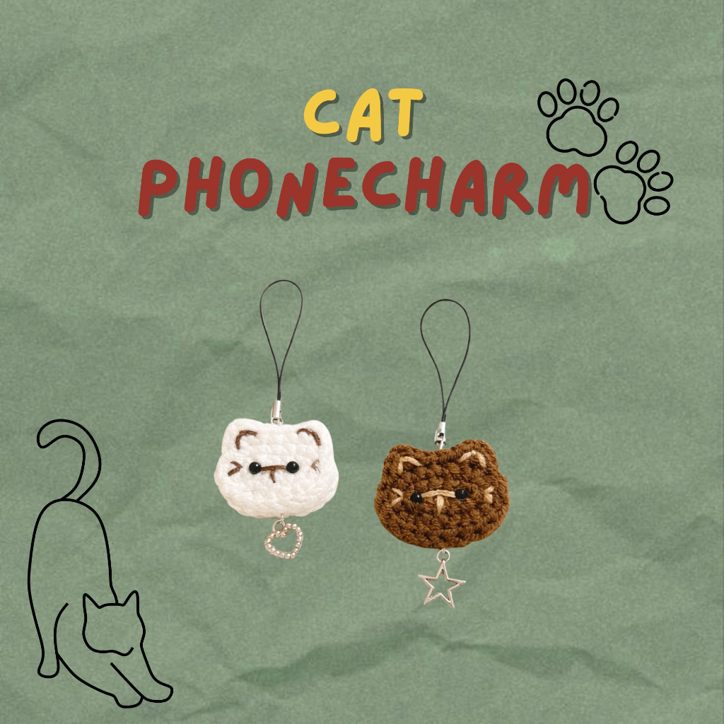 Cat Phone Charm Crochet | Gantungan Handphone Kucing
