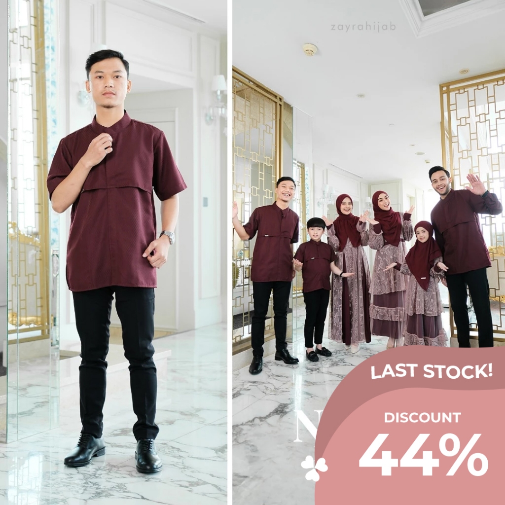 Zayra Hijab | Nayya Series  - Koko Pria Lengan Pendek - Sarimbit Lebaran Premium Jumbo Terbaru 2025