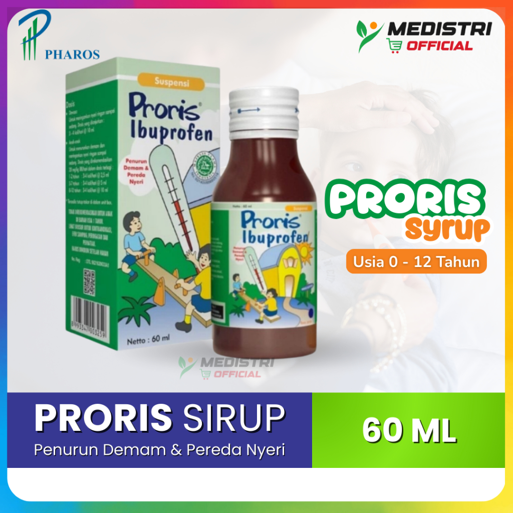 Proris Sirup 60ml Suspensi Obat Penurun Panas Demam Pereda Nyeri Bayi Anak