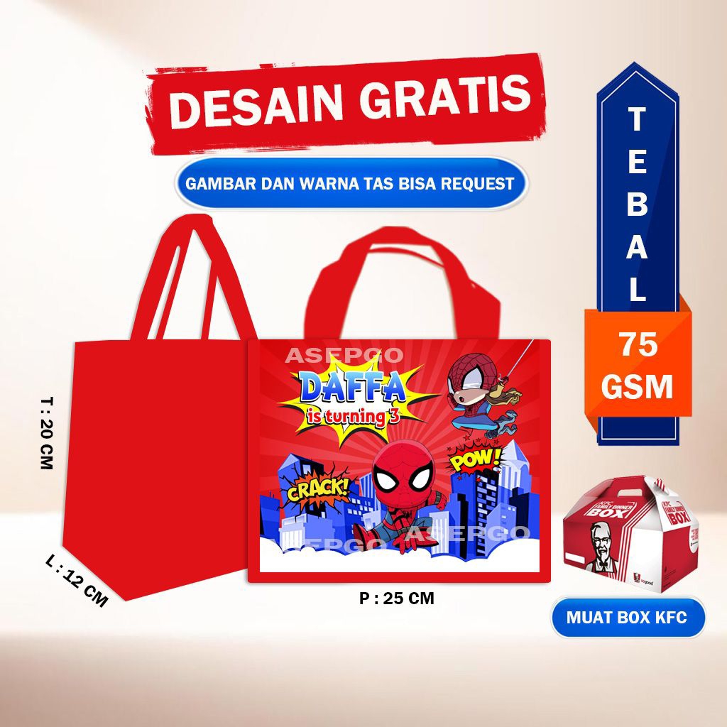 tas ulang tahun anak spiderman cute