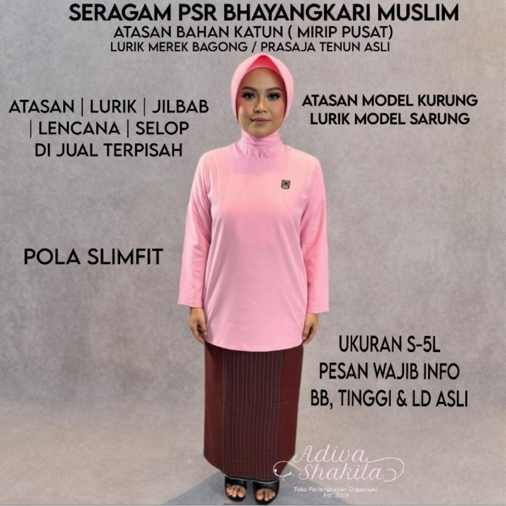 ADIVA - STELAN /ATASAN/ LURIK KEBAYA PSR BHAYANGKARI ATASAN BAJU KURUNG/LURIK SARUNG BAHAN FEBIOLA/K