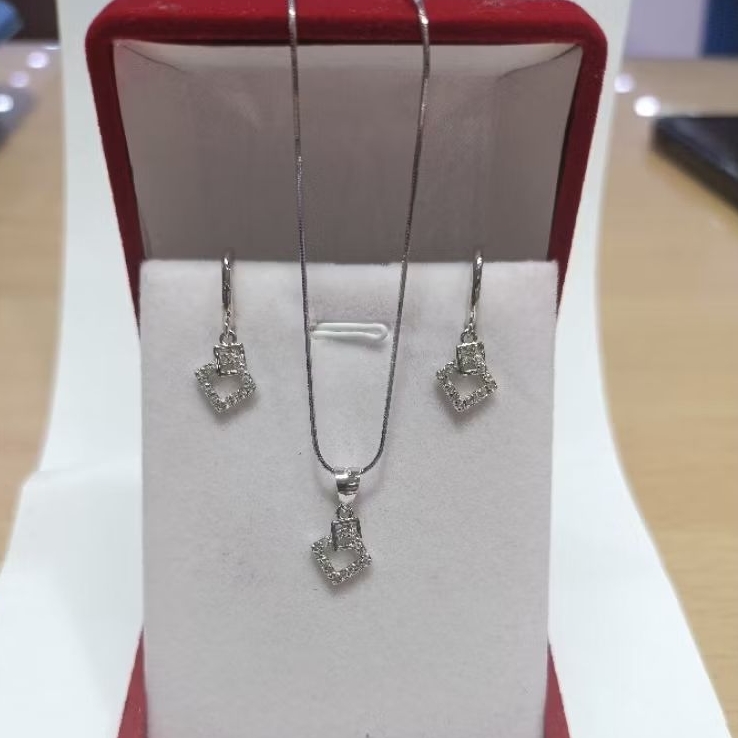 perhiasan 1set Perak Asli silver 925 lapis emas putih Set01