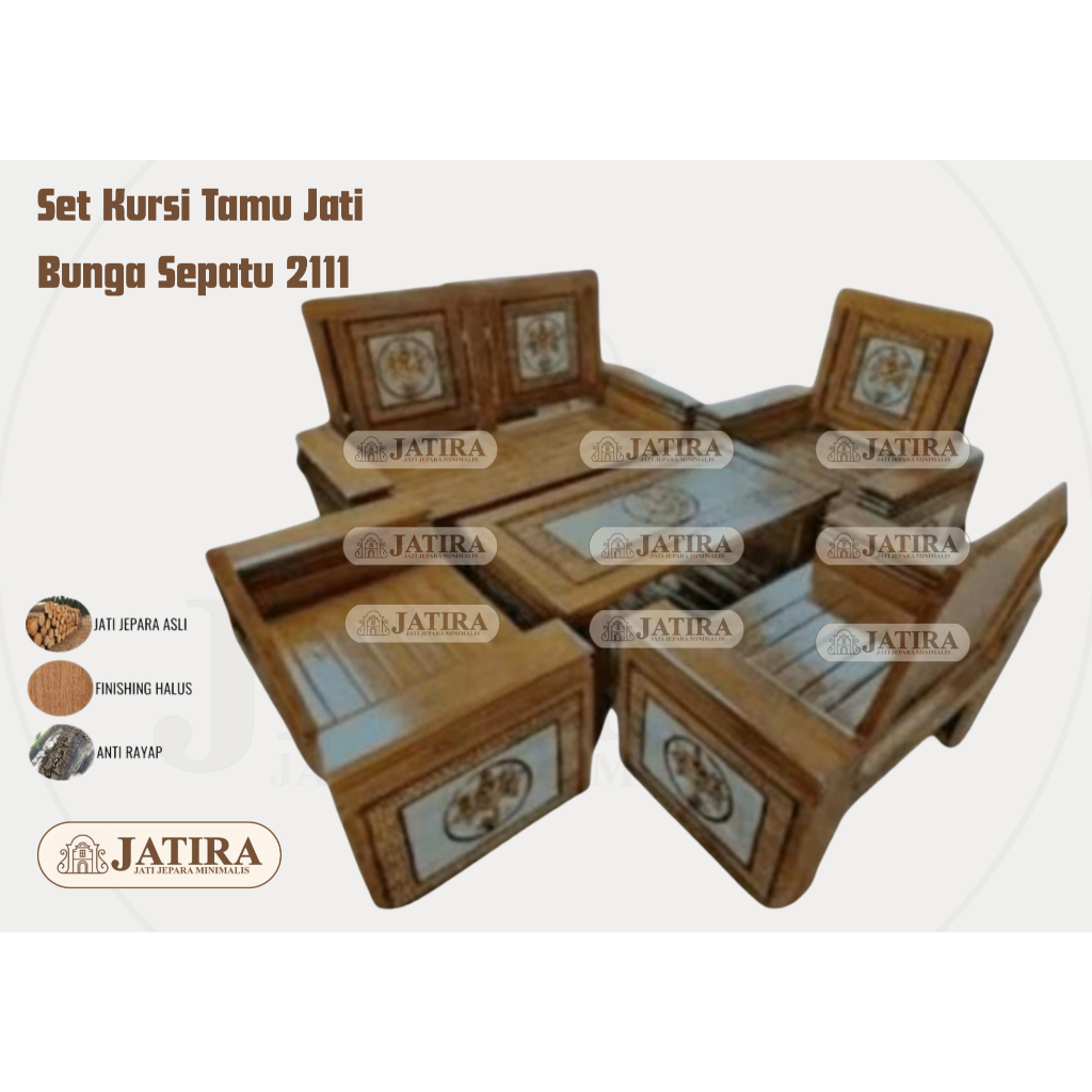 Set Kursi Jati Bunga Sepatu 2111 | Kursi Tamu Jati Asli Jepara Murah Palembang