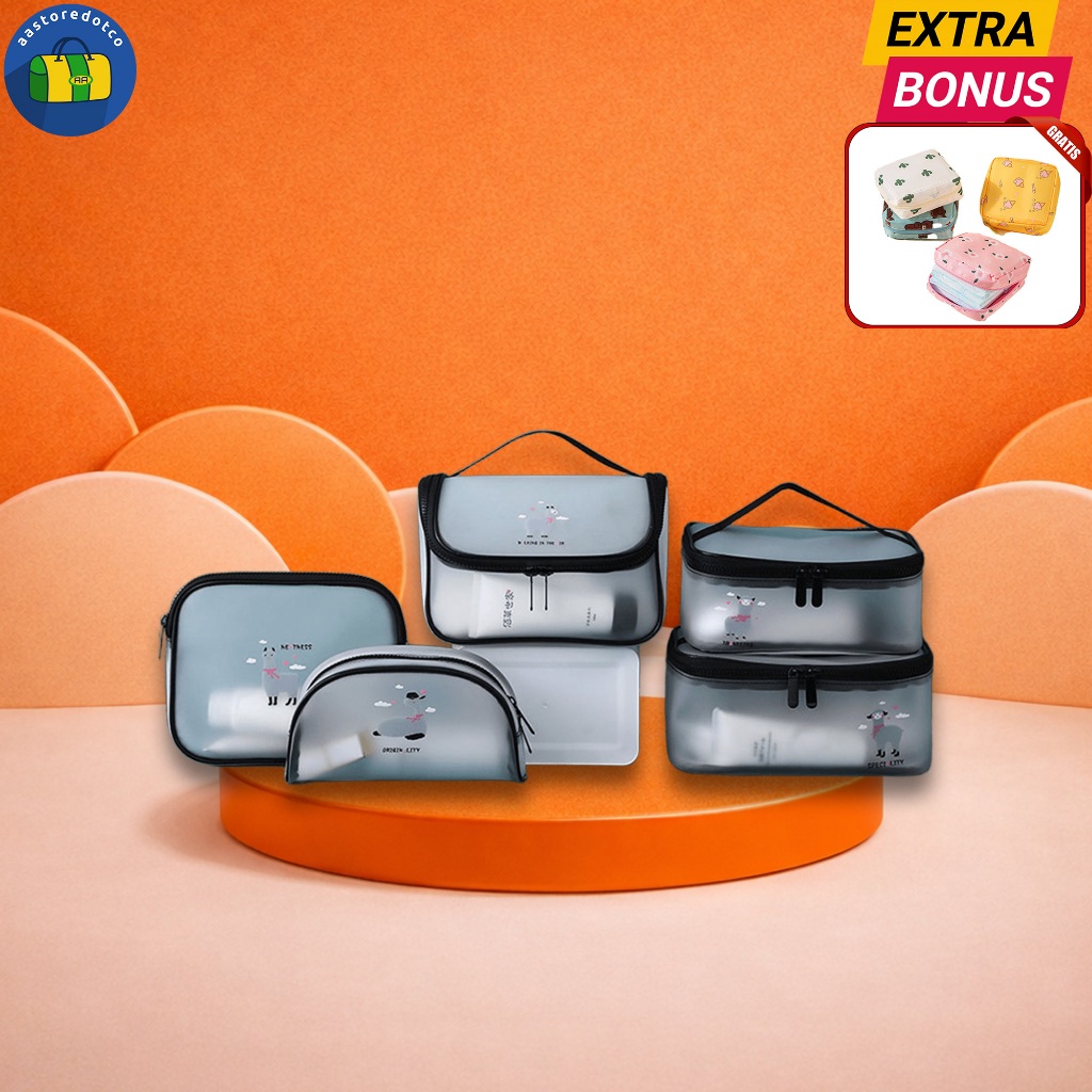 Tas Kosmetik Transparan Pvc Tas Cosmetic Tempat Kosmetik Travel Pouch Makeup Bag Organizer Multifung
