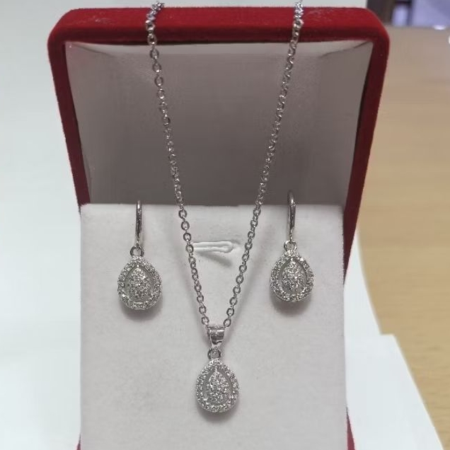 perhiasan satu 1set Perak Asli silver 925 lapis emas putih set05