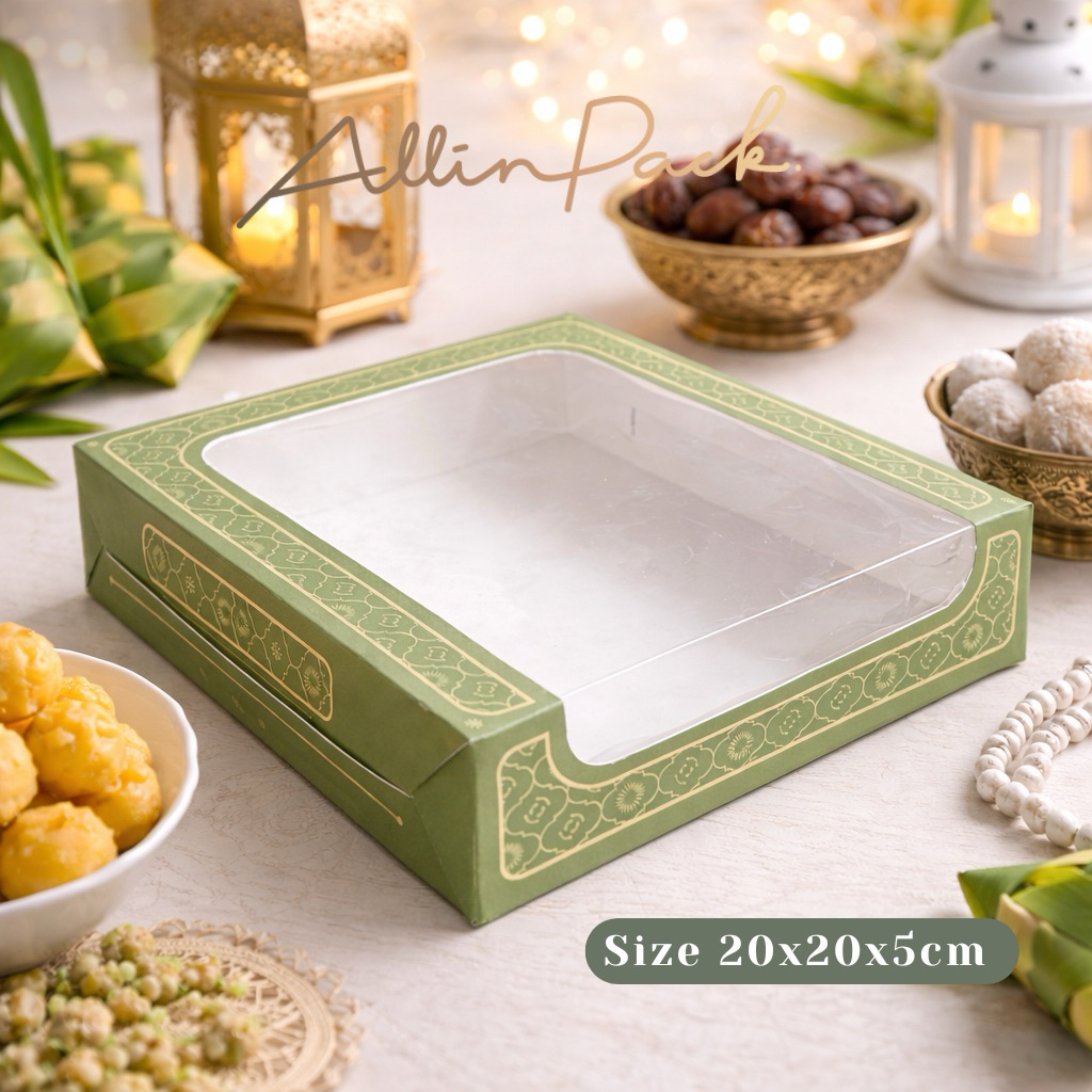 Box Kue jendela ukuran 20x20x5 Idul fitri Lebaran Ramadan