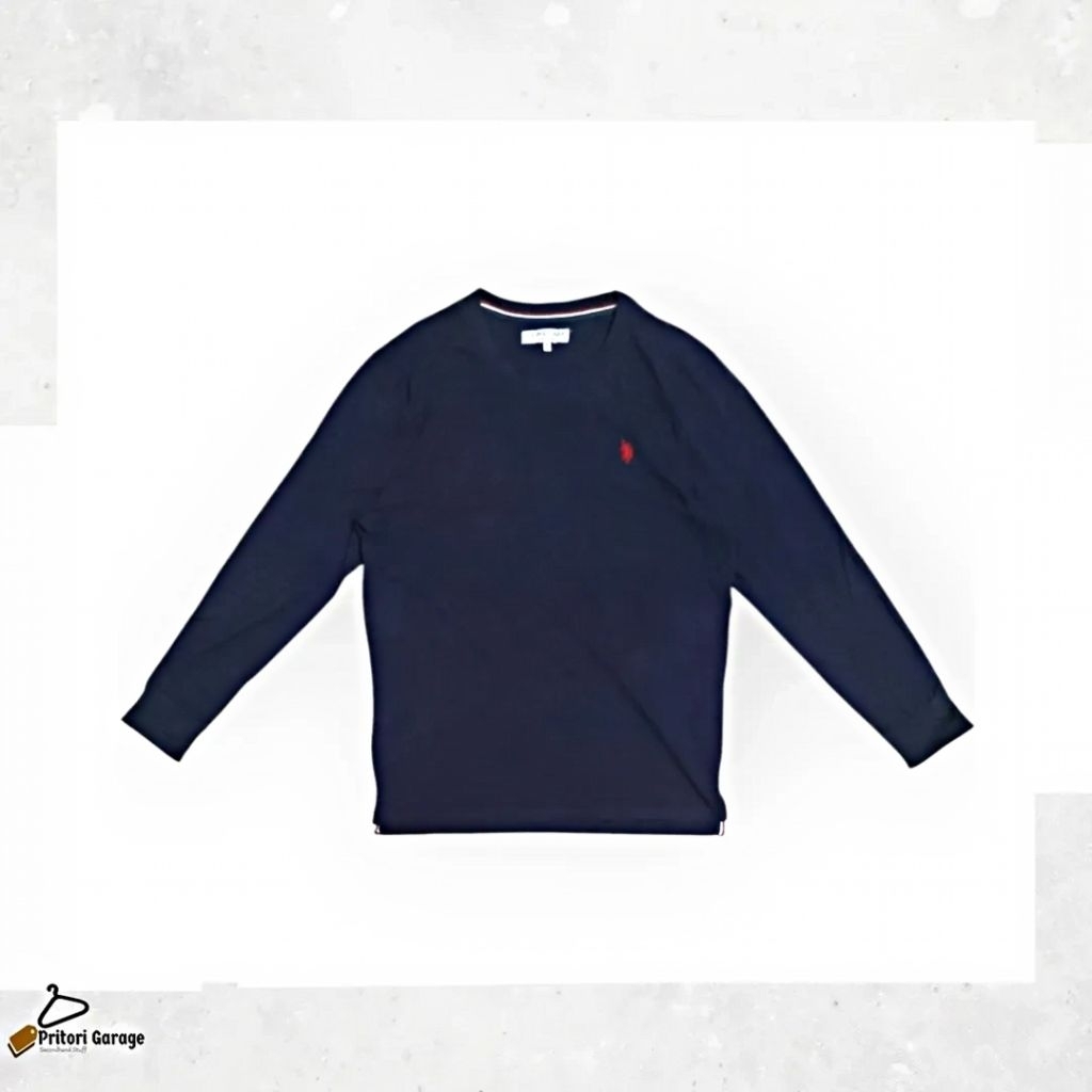 Crewneck Box Logo US Polo ASSN Dark Navy List Red White Colour Vintage M