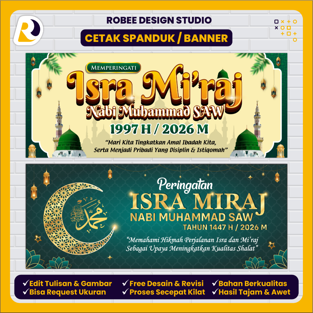 Spanduk Banner Isra Miraj Nabi Muhammad SAW / Pengajian Memperingati Isra Miraj