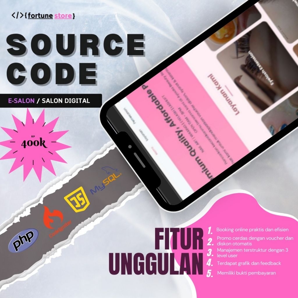 SOURCE CODE E-SALON/SALON DIGITAL menggunakan PHP dengan CodeIgniter & konsep MVC