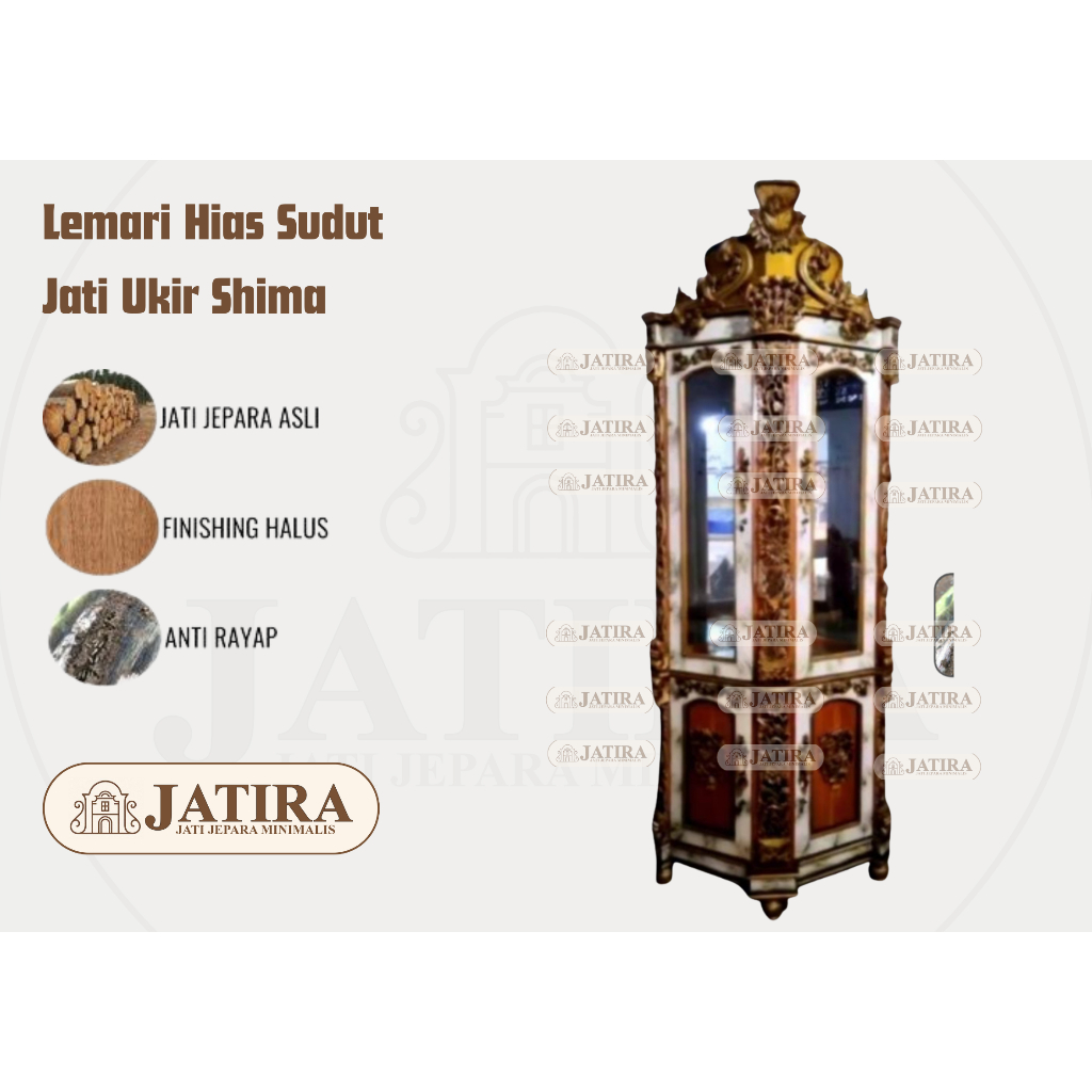 Lemari Hias Sudut Jati Ukir Sima | Lemari Hias Sudut Jati Asli Jepara Murah Palembang