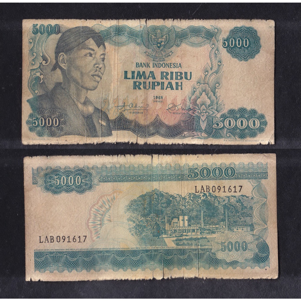 Uang kuno 5000 rupiah tahun 1968 Jendral Sudirman S/N LAB091617