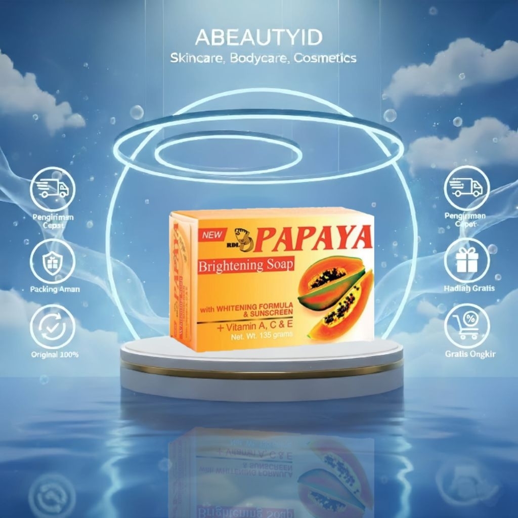 RDL - Pepaya Brightening soap Sabun Pepaya rdl with whitening formula & sunscreen 135gr