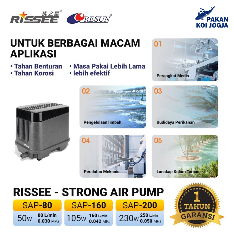 Air Pump Rissee Aerator Aquarium Aerator Kolam Ikan Very High Pressure Pompa Udara air pump