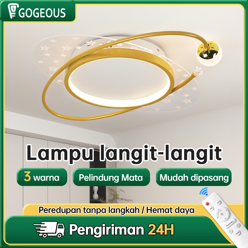 GOGEOUS Lampu plafon minimalis lampu hias ruang tamu tiga warna terang lampu plafon kamar tidur