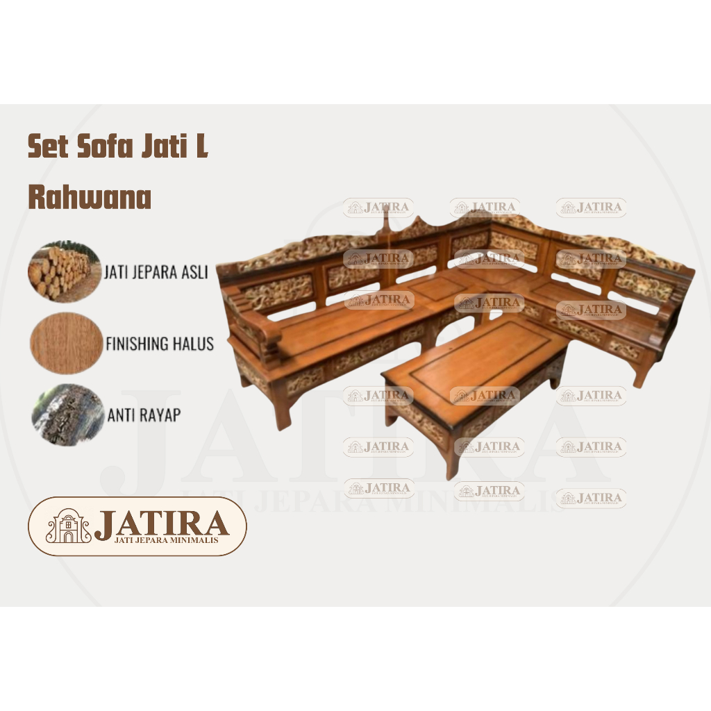 Set Sofa Jati L Rahwana | Sofa Jati Jepara Asli Murah Palembang