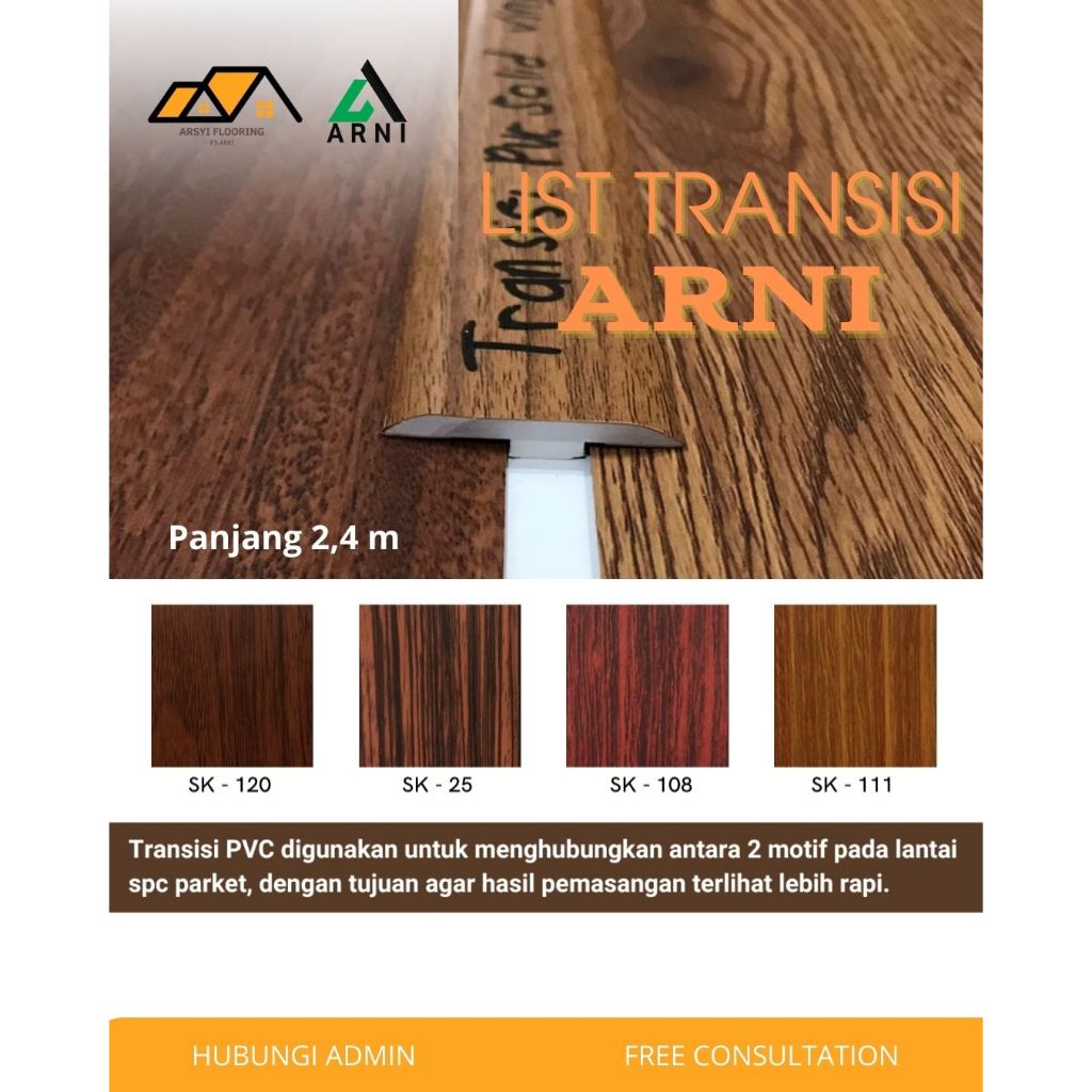 Transisi List T|pembatas LANTAI VINYL/SPC/PARKET