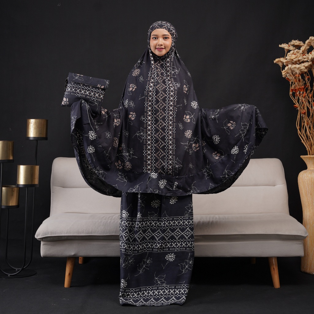 MUKENA JUMBO REMPEL LUNA RAYON Atasan Bawahan Panjang Bunga Motif