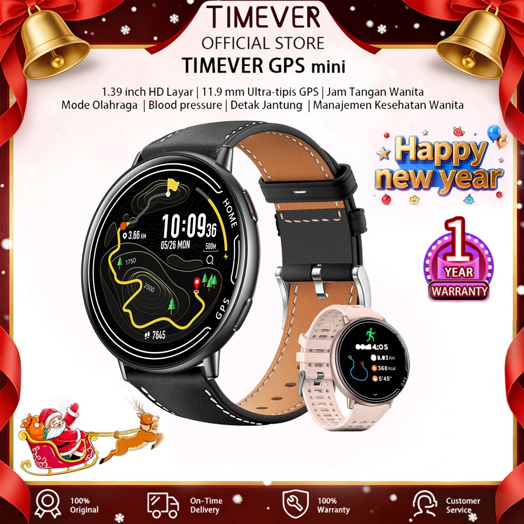 TIMEVER NEW GPS mni  jam Tangan Smartwatch GPS Strava Tahan Air 1ATM Jam Tangan Pintar Outdoor & Ola