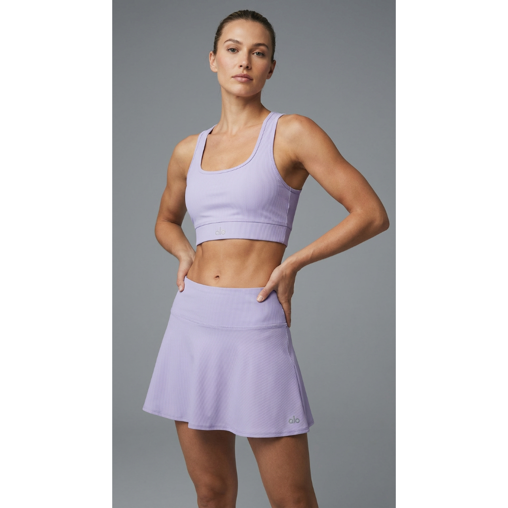 Bra Olahraga + Rok Olahraga Breathable | Pakaian Olahraga Wanita Set A*O | Set Olahraga Wanita Lilac