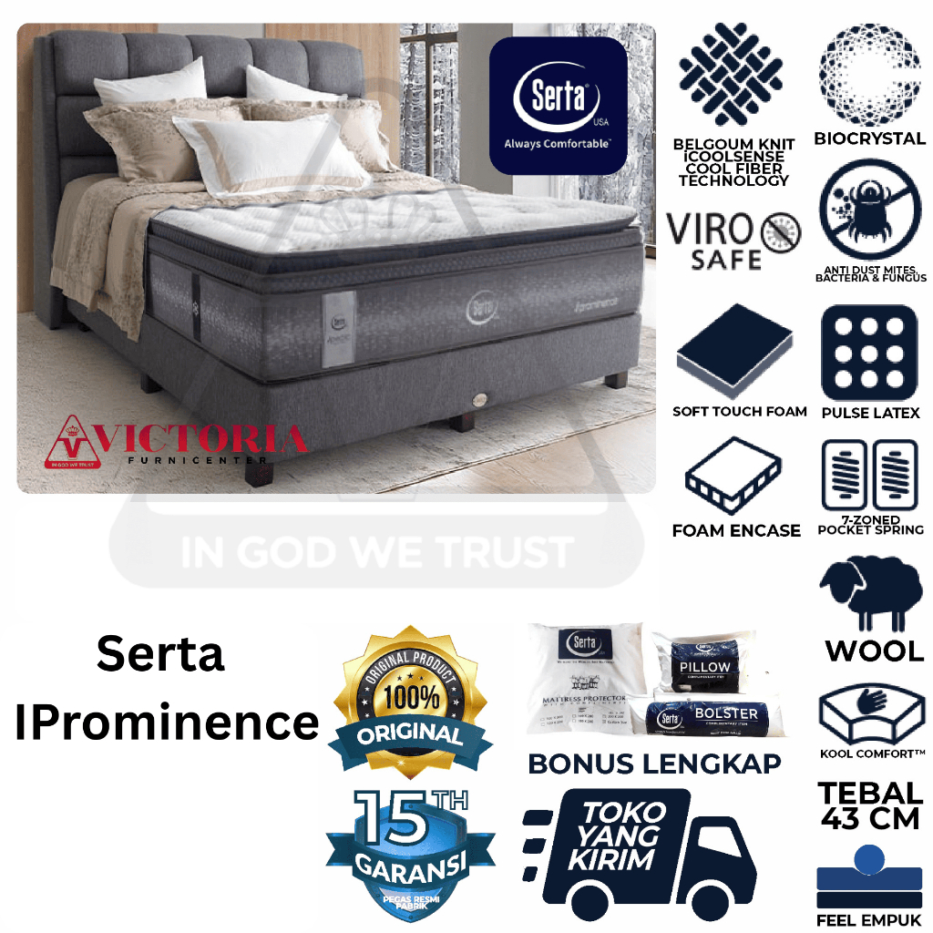 Serta  iProminence  Fullset  Full Set  180 x 200  180x200  Kasur Spring Bed Springbed Termurah Palin