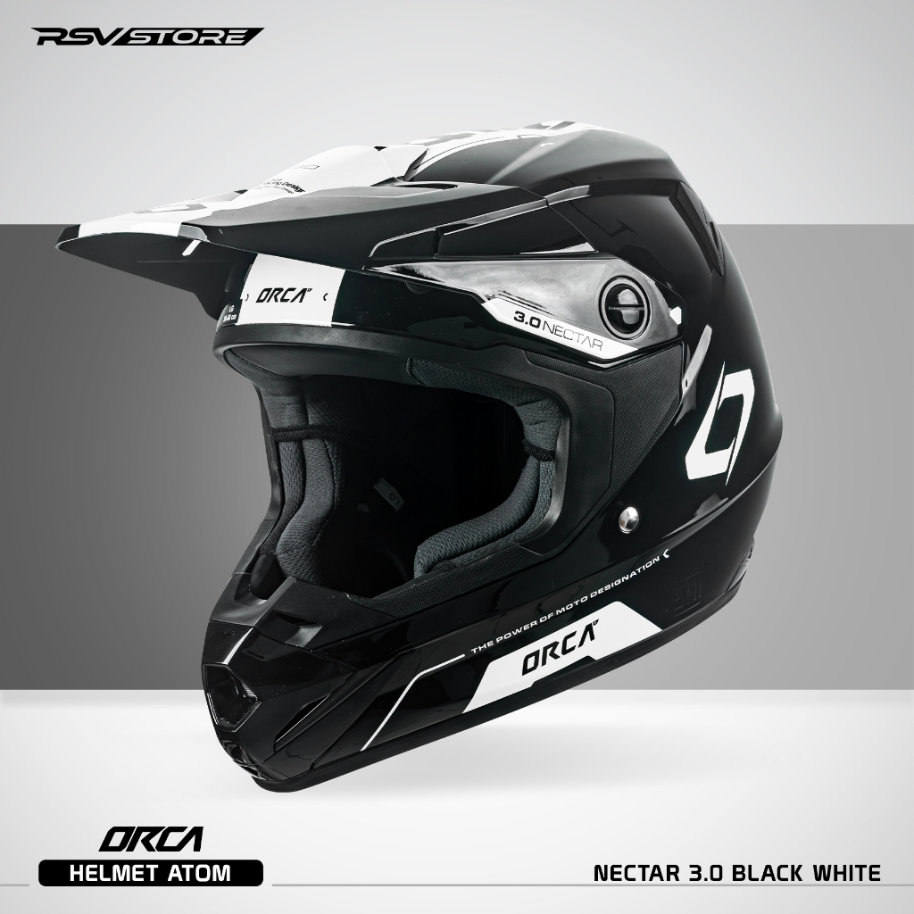 Helm RSV X ORCA Atom Nectar 3.0 Black White | Helm Trail Cross Supermoto