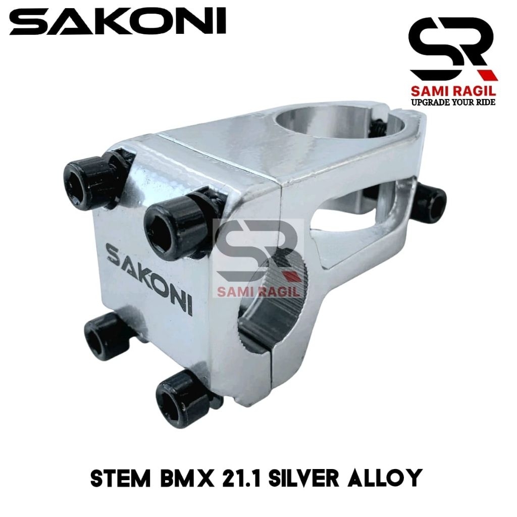 STEM SAKONI BMX 22.2 SILVER ALLOY KROM CHROME CAGAK TIANG STIR STANG KUNCI L KOTAK