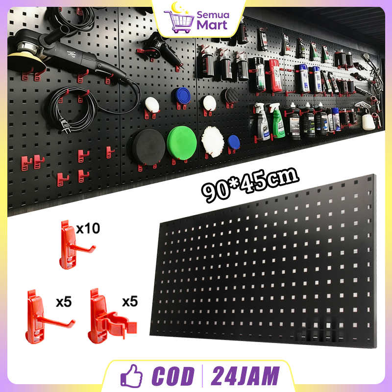 Rak Dinding Multifungsi 90×45cm - Perforated Board, Organizer Alat untuk Bengkel & Garasi